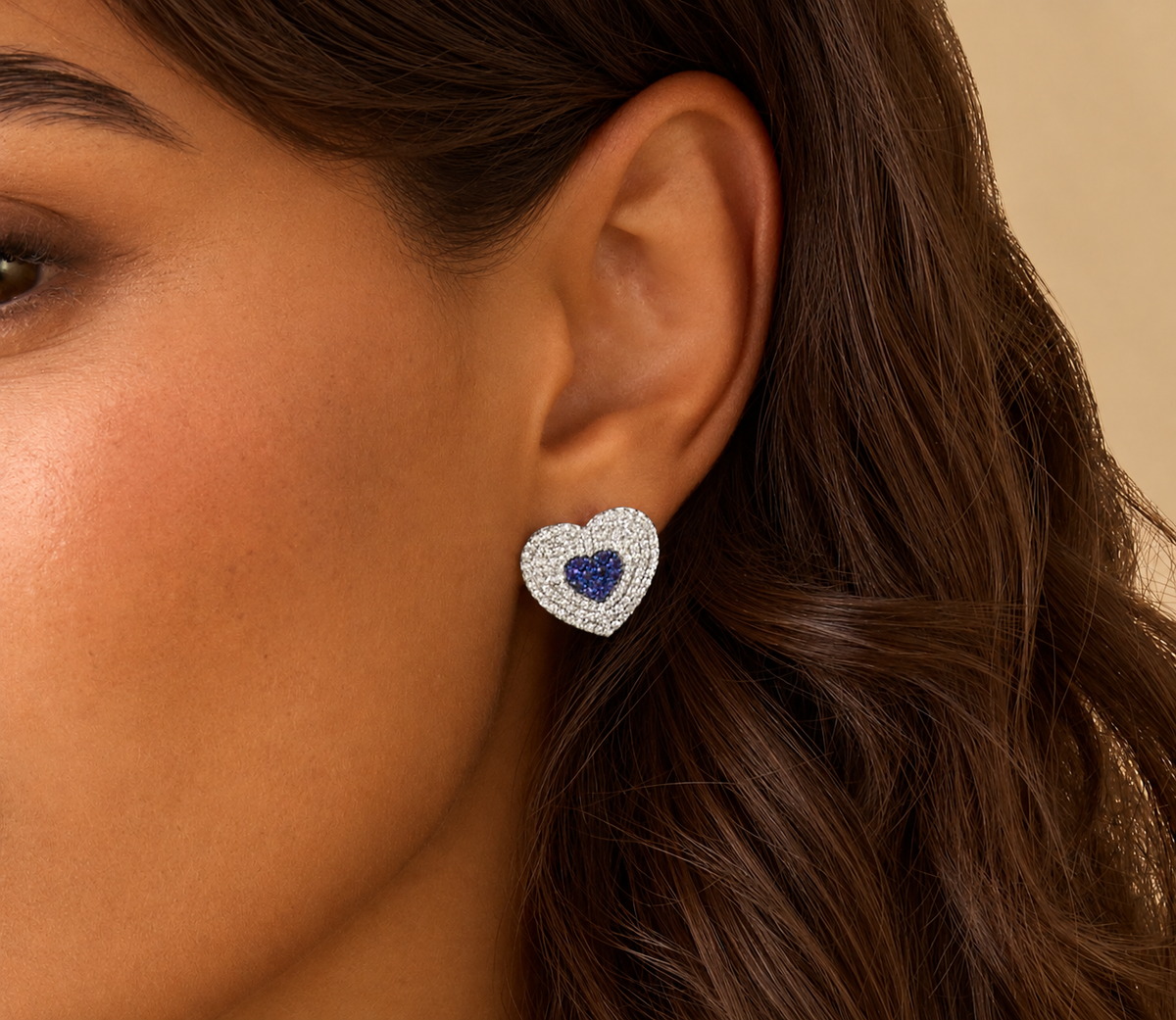 Diamond & Blue Sapphire Infinity Heartbeat Studs