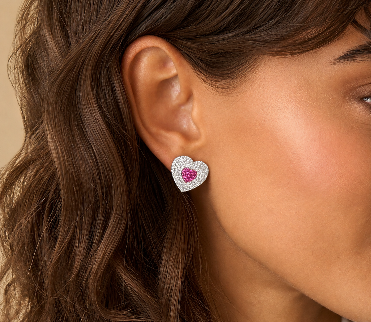 Diamond & Pink Sapphire Infinity Heartbeat Studs