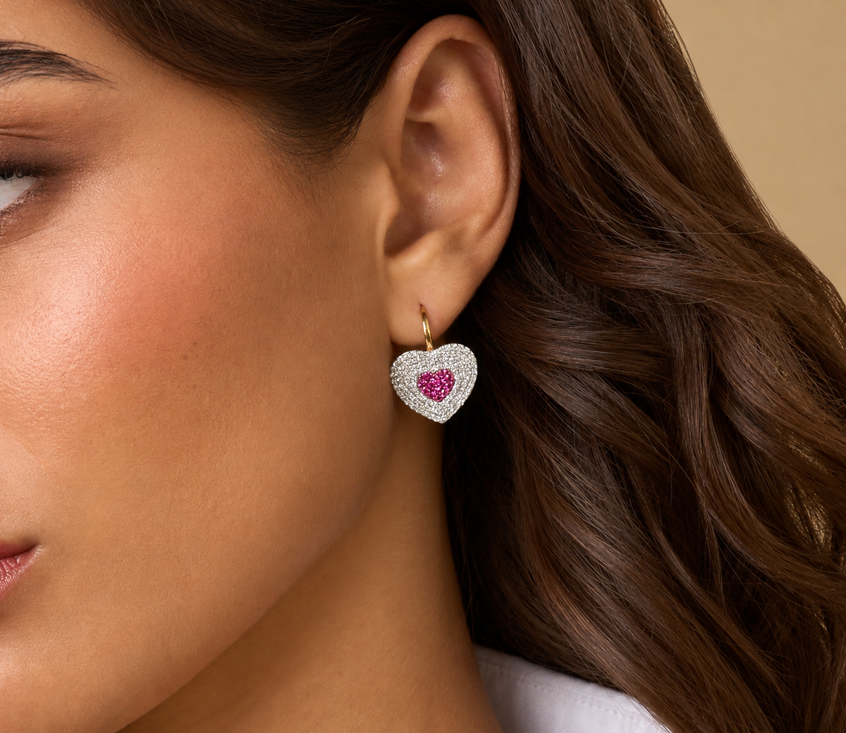 Diamond & Pink Sapphire Infinity Heartbeat Leverbacks