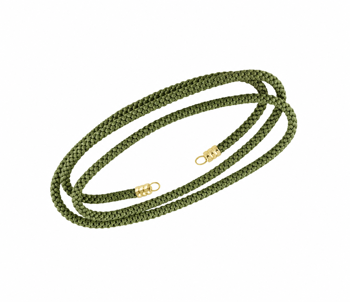 Green Kumihimo Silk Rope with End Caps