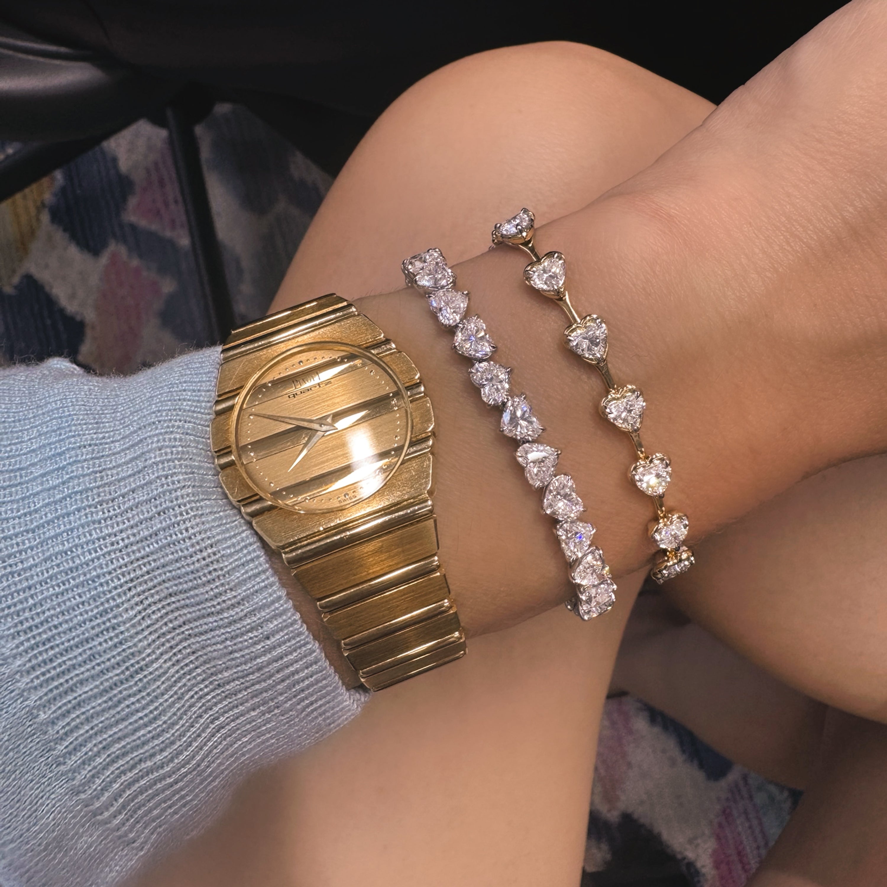 Heart Diamond Cuddle Line Tennis Bracelet