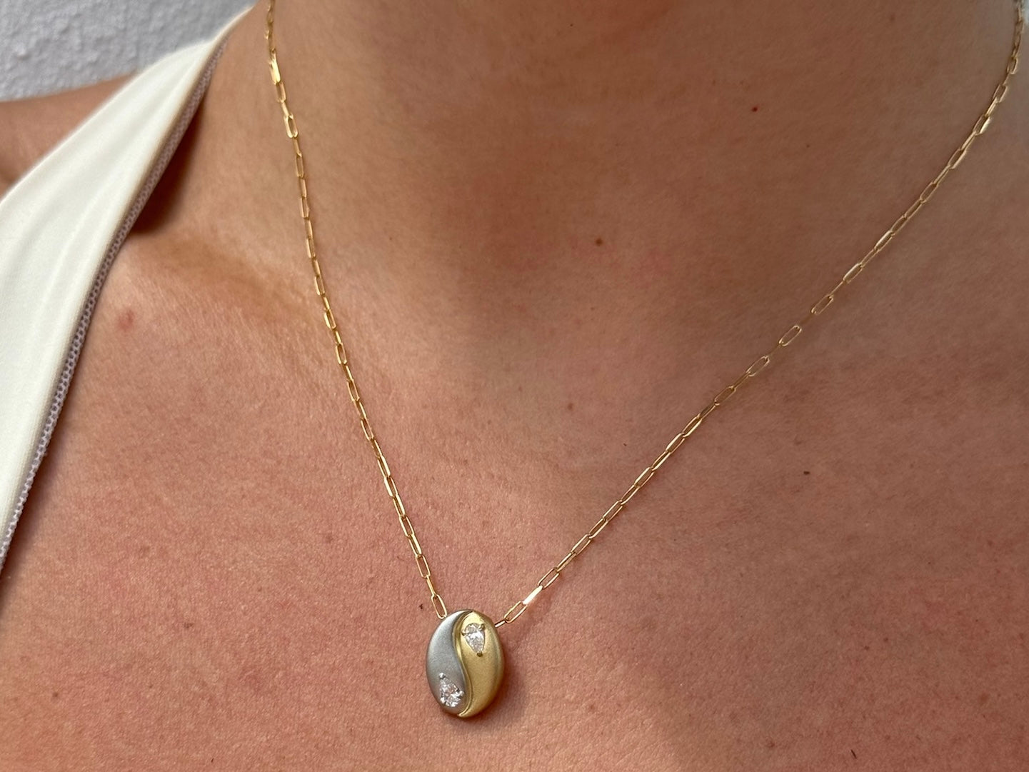 Pear Shape Diamond Yin Yang Necklace