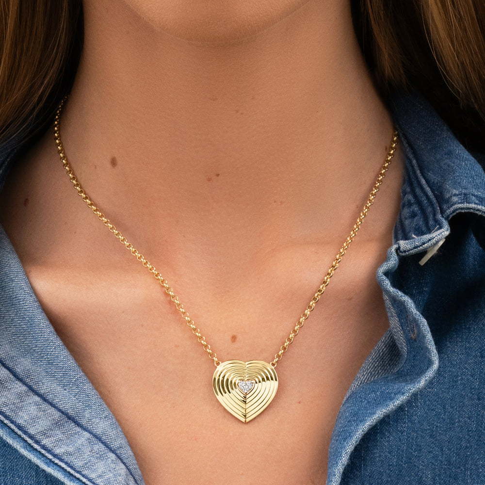 Heart Shape Diamond XL Layered Heart Necklace