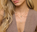 Diamond & Emerald Double Pear Necklace