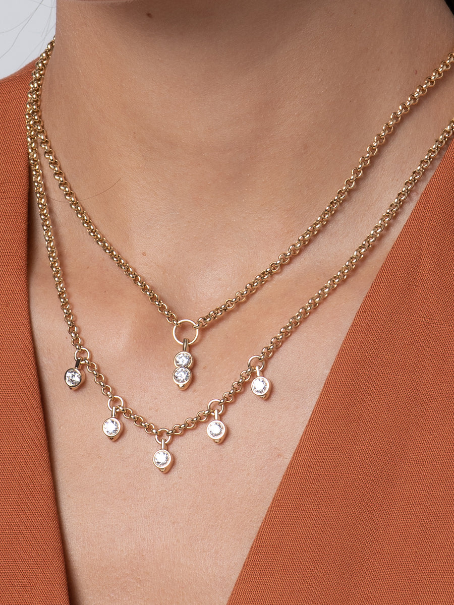 Round Diamond Five Station Necklace