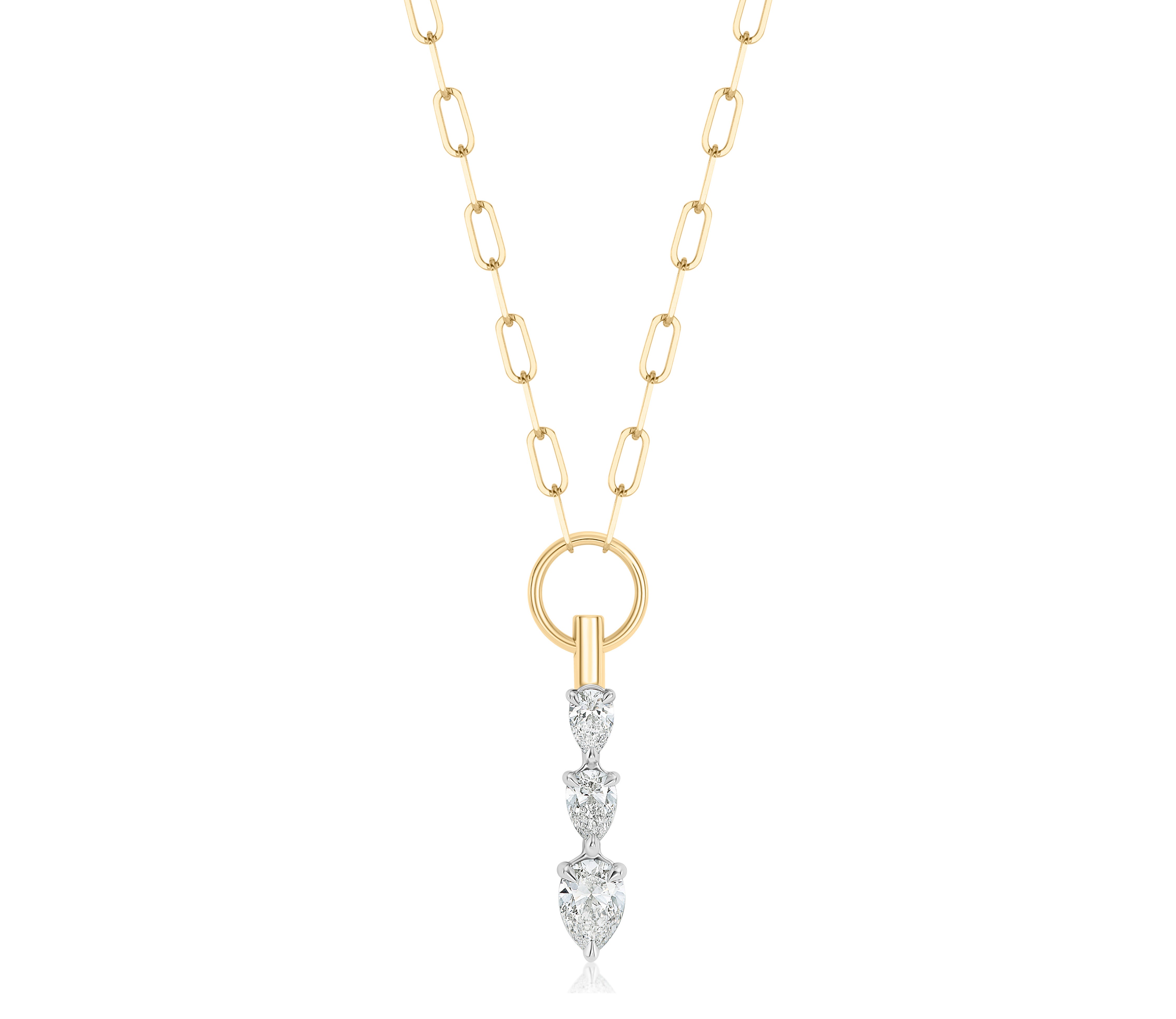 Graduated Triple Pear Shape Diamond Necklace