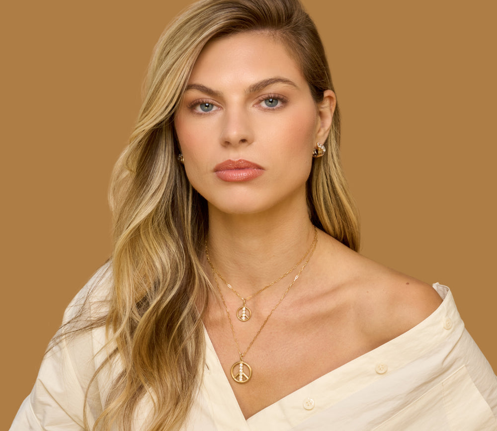 Diamond Cuddle Peace Sign Necklace