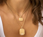18k Yellow Gold 28mm Dog Tag Pear Diamond Necklace