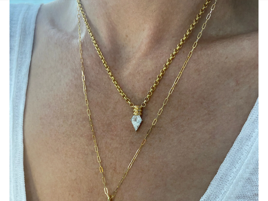 Shield Cut Diamond Necklace