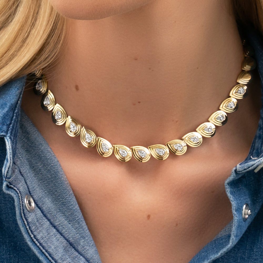 Pear Shape Diamond Layered Riviera Necklace