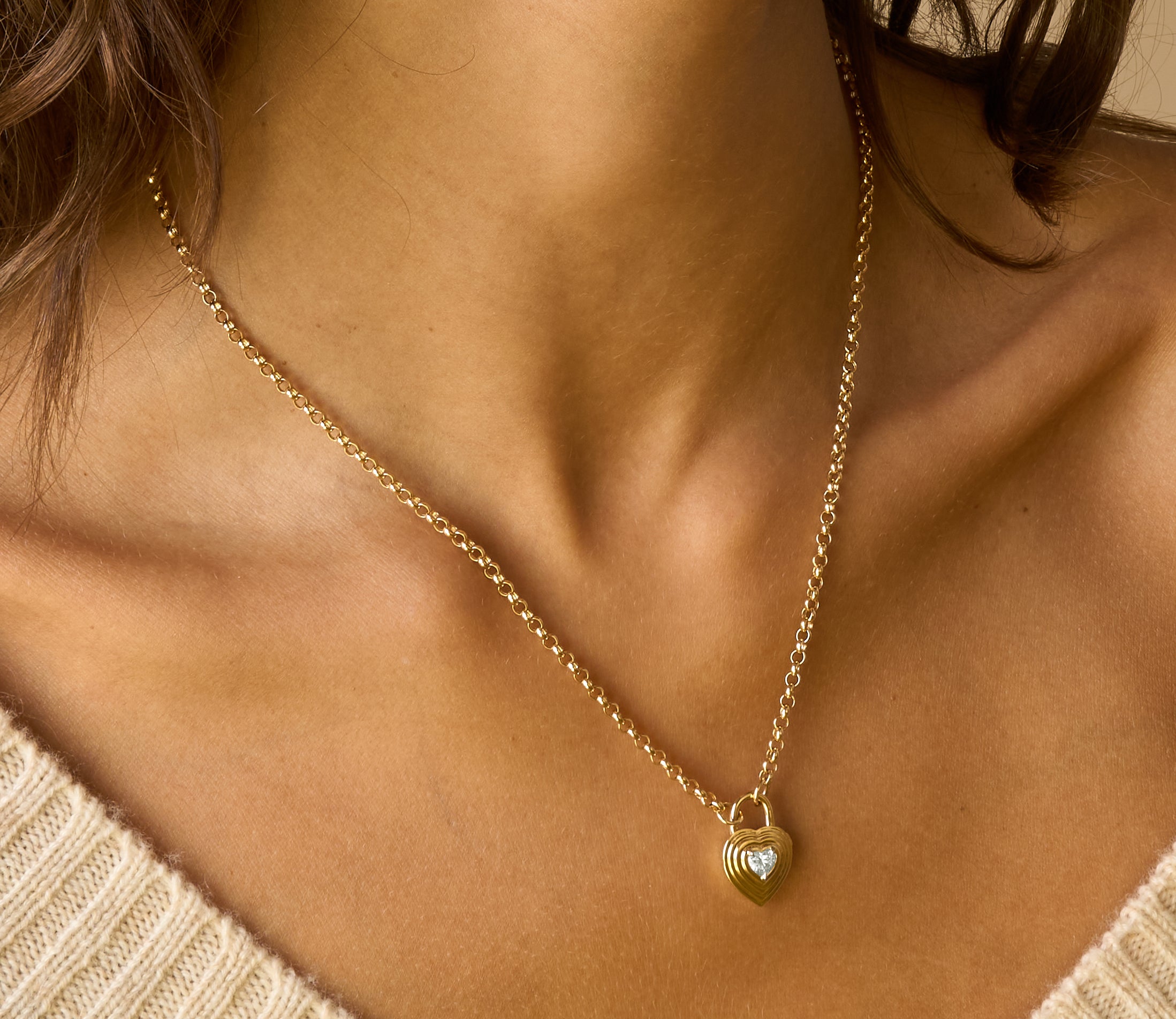 Diamond Heart Lock Necklace