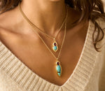 Rhodolite & Long Turquoise Pear Necklace