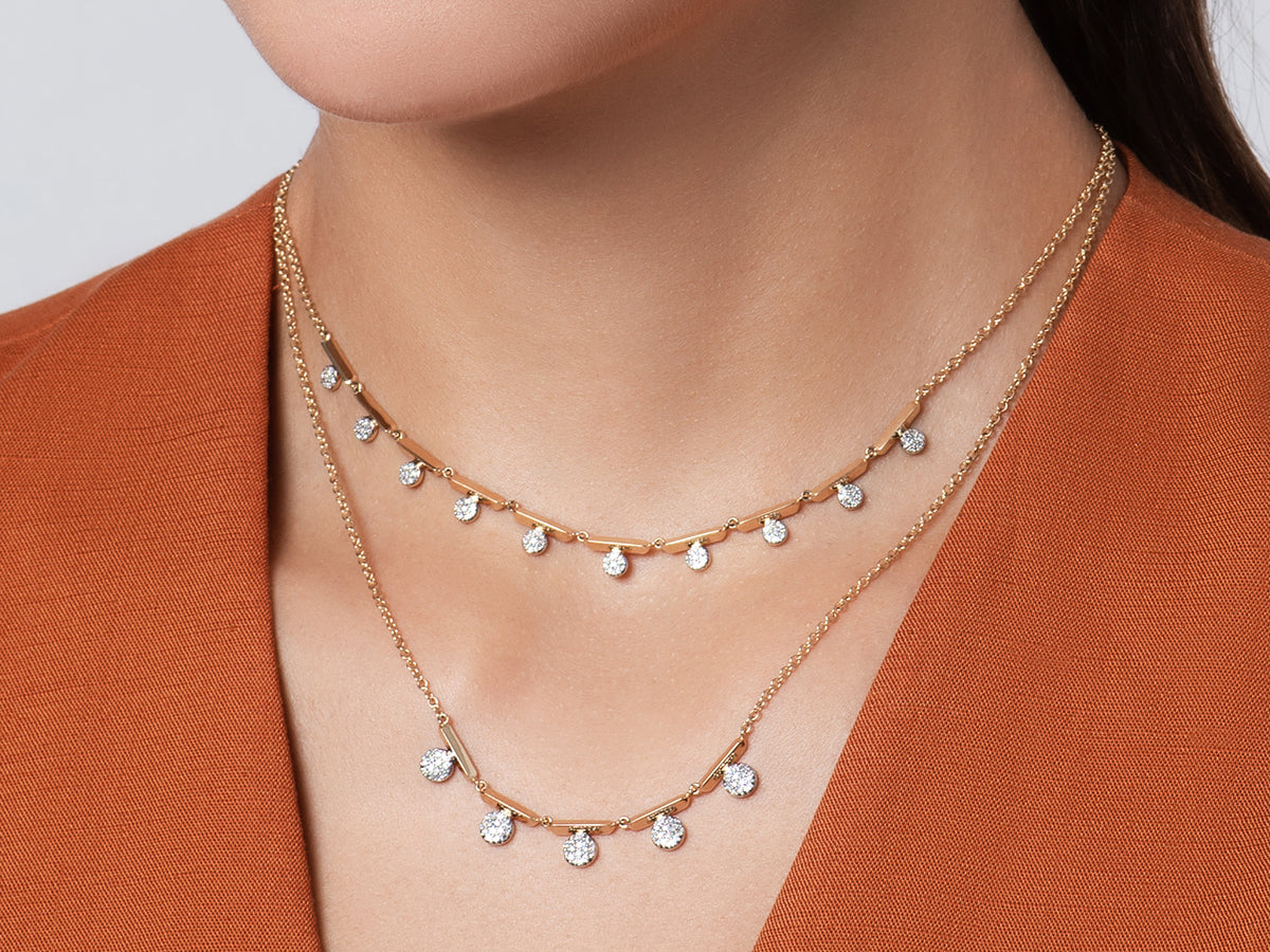 Five Station Offset Mini Infinity Necklace