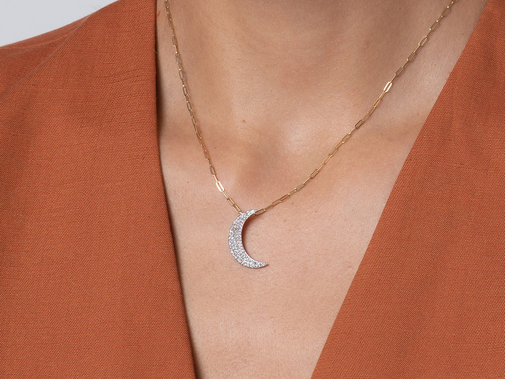 Asmaa | Vermeil Crescent Moon Necklace | Moon & Milk