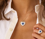 Diamond & Blue Sapphire Infinity Heartbeat Necklace