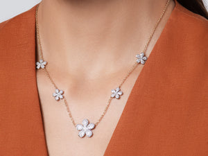 Five Station Forget-Me-Not Graduated Necklace