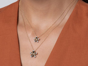 
                
                    Load image into Gallery viewer, Pave Edge Forget-Me-Not Small Necklace
                
            