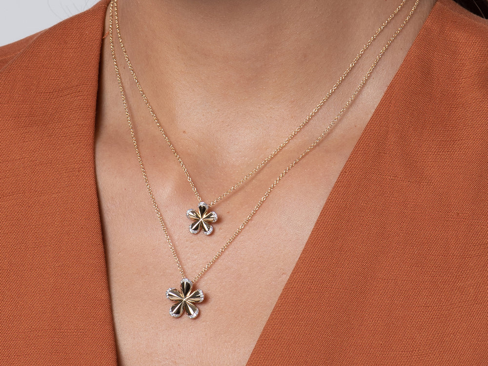Pave Edge Forget-Me-Not Necklace