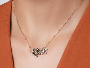Pave Edge Forget-Me-Not Double Necklace