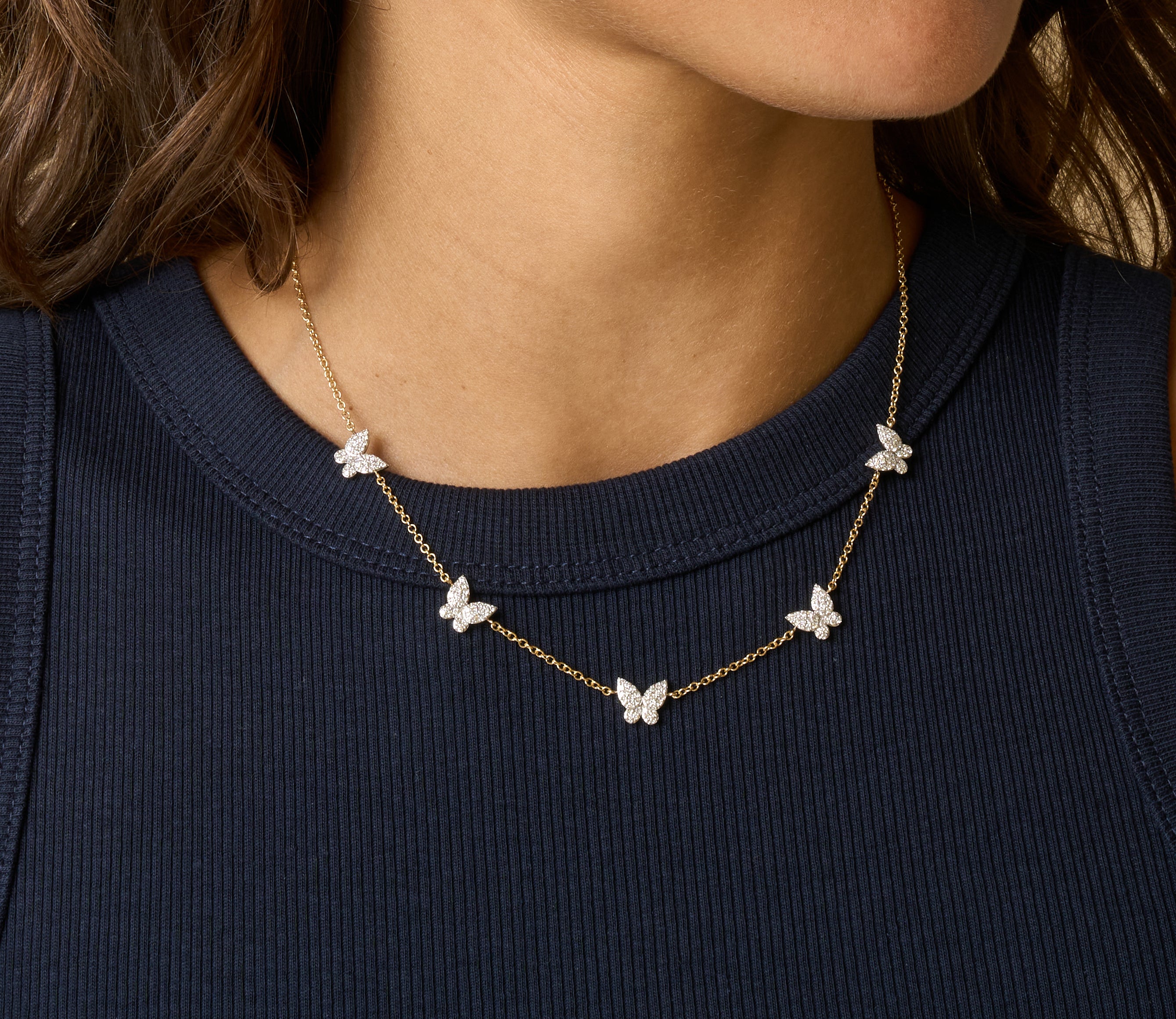 Butterfly Five Station Necklace