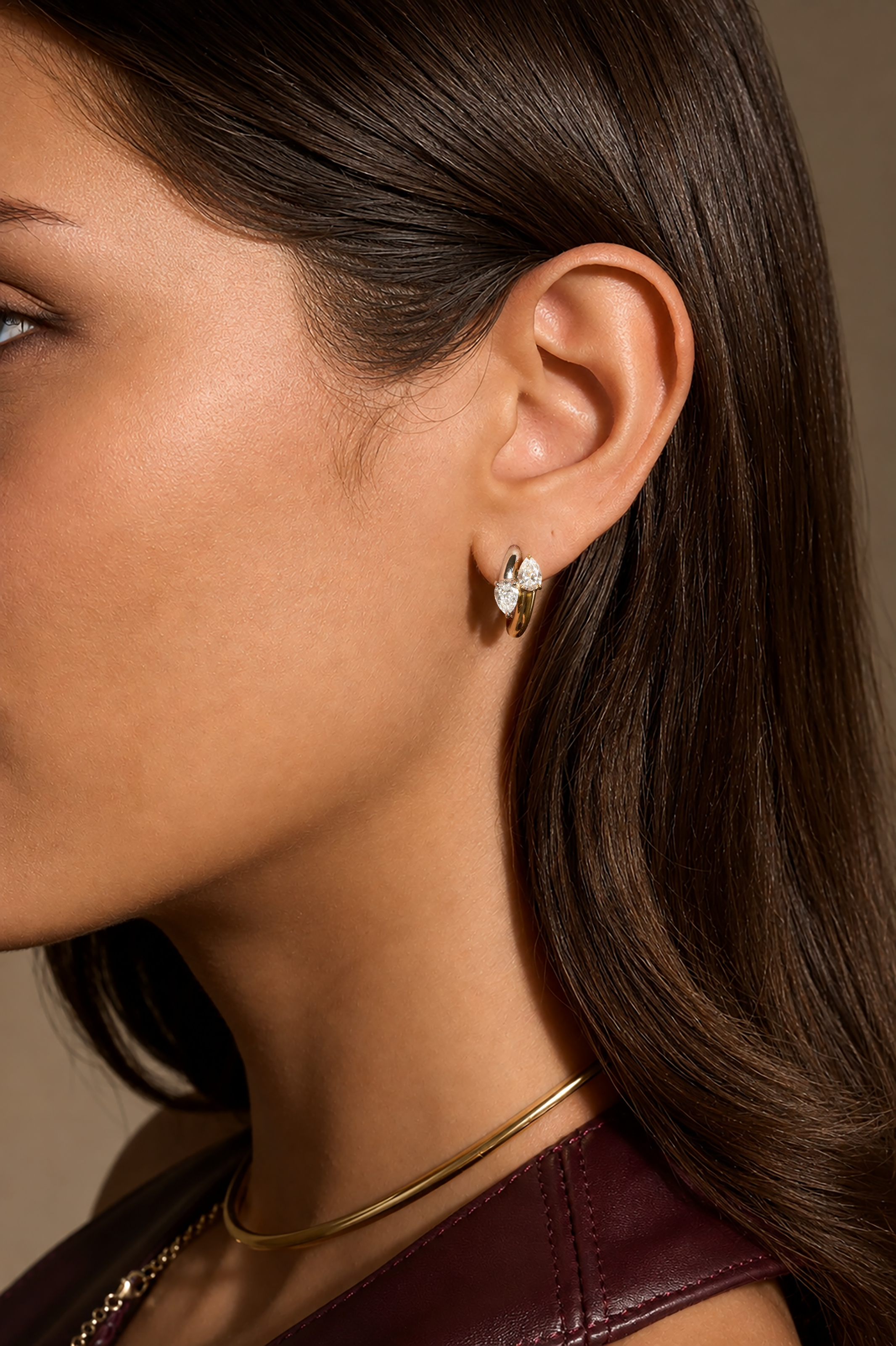 Interlocking Two Tone  Diamond Hoops