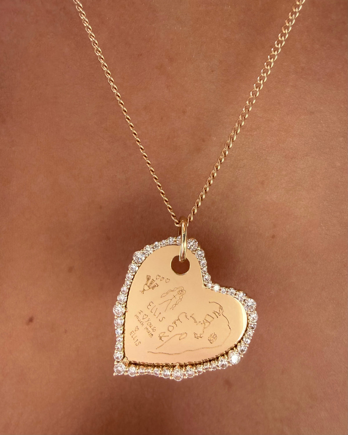 Love Languages Blank Heart Scalloped Edge Pendant
