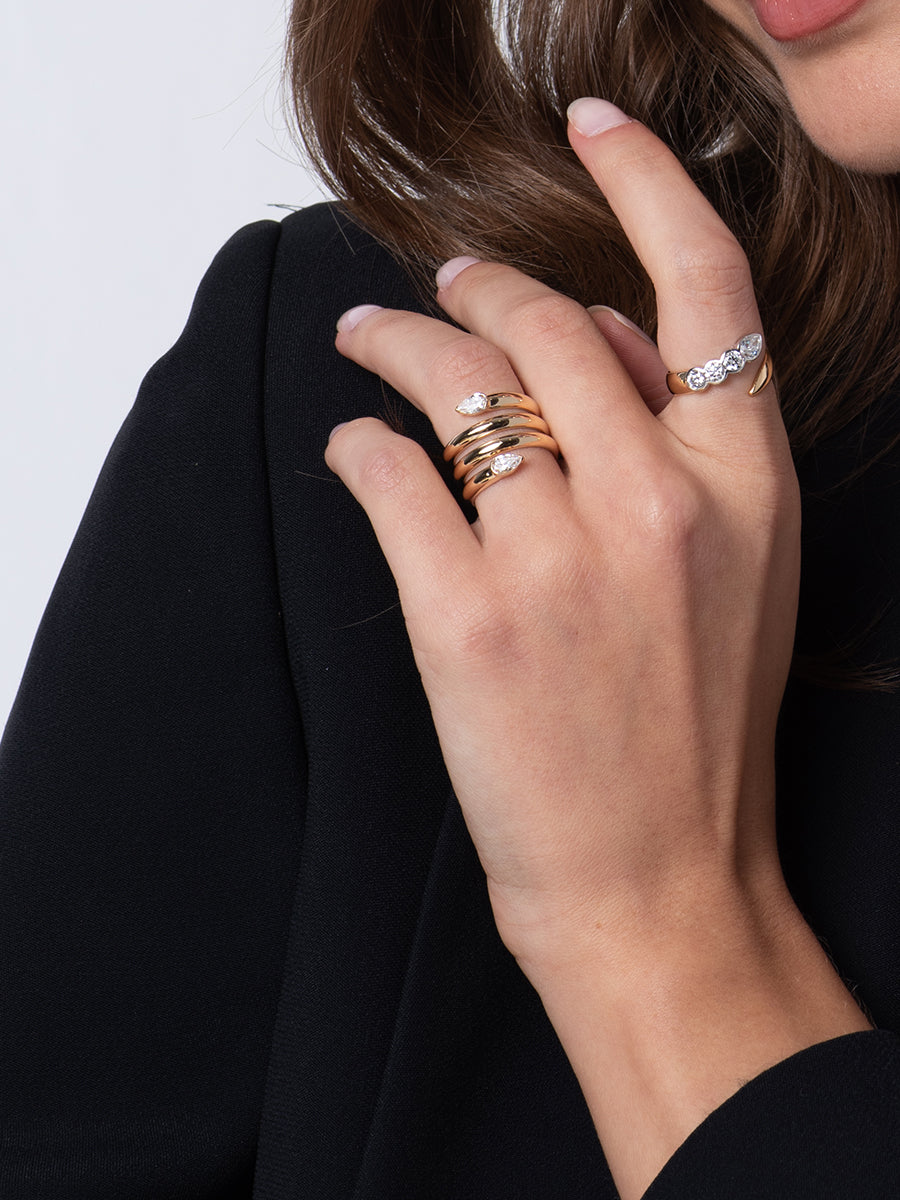 Double Headed Pear Wrap Ring