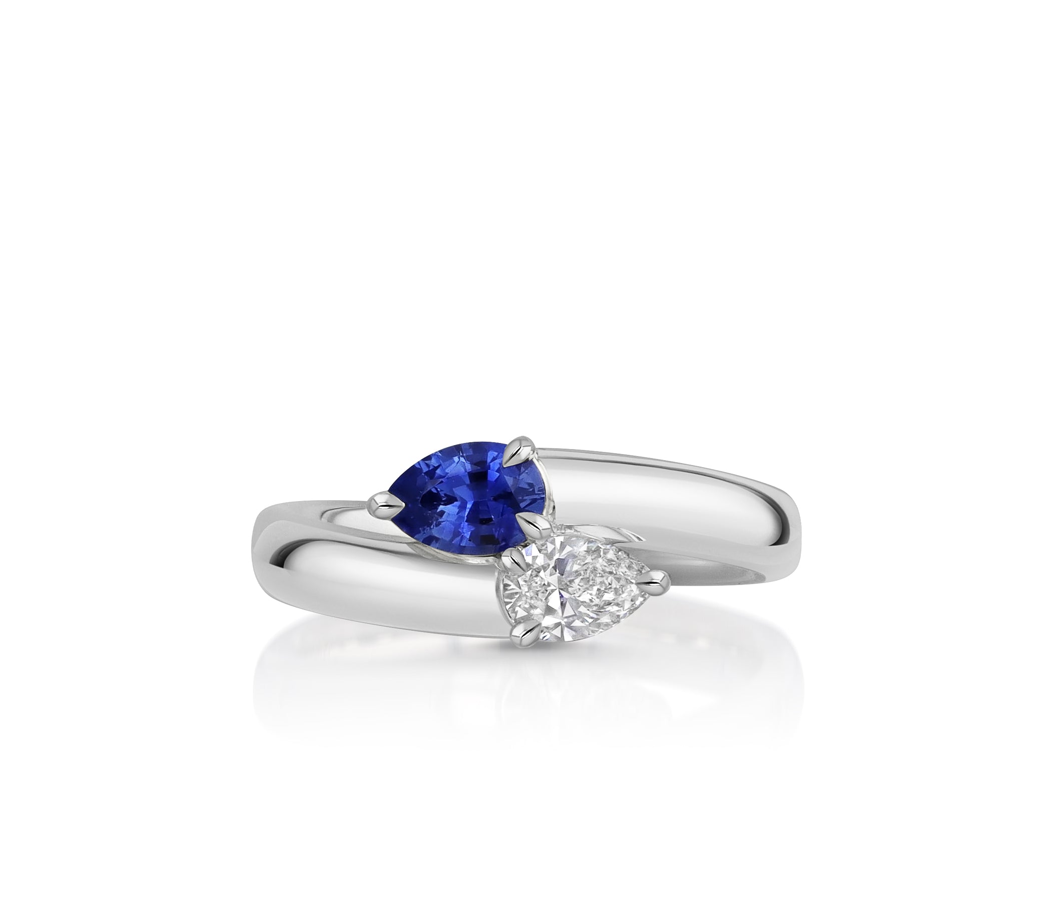 Pear Diamond & Sapphire Double Pear Intertwine Ring