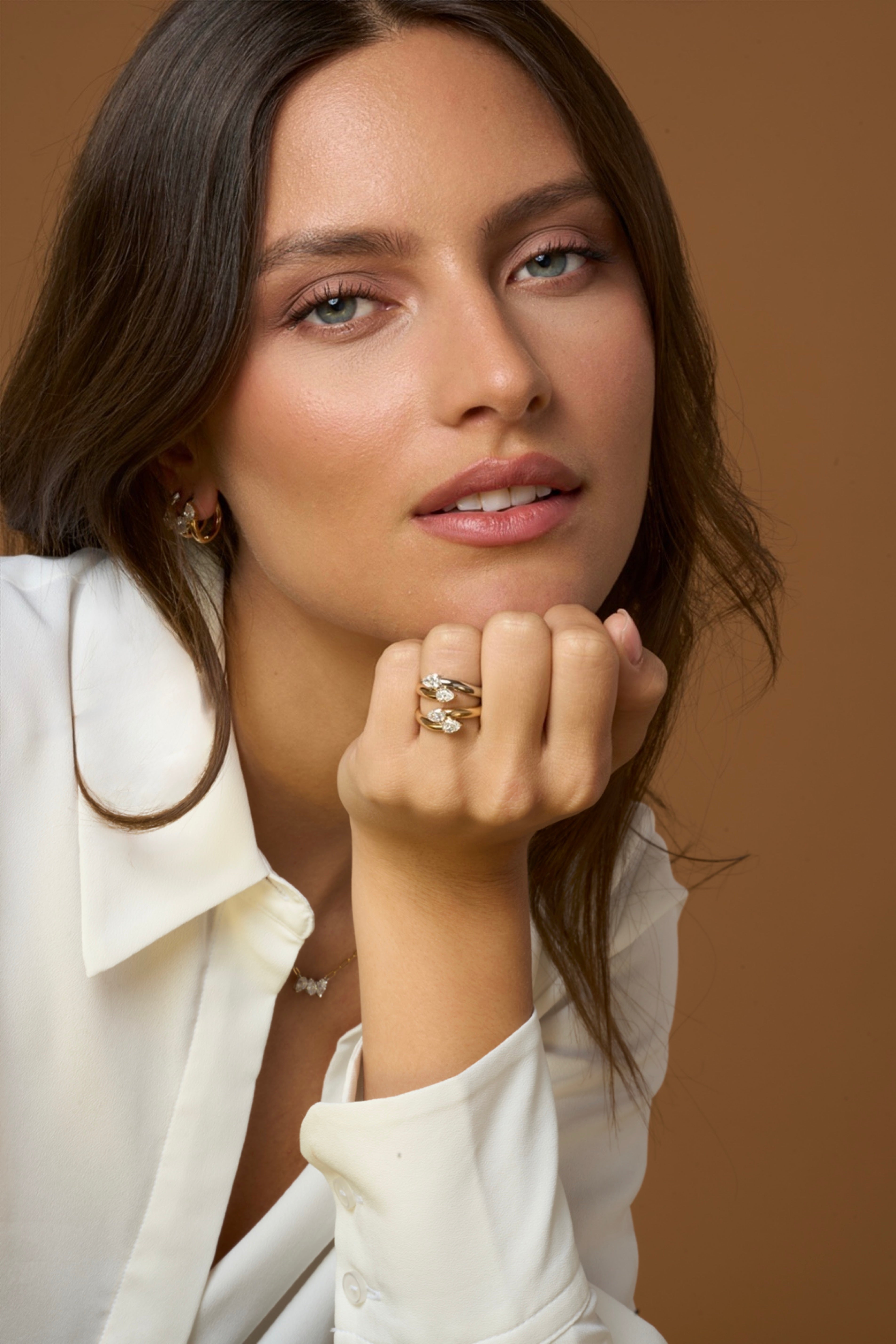 Two Tone Double Pear Intertwine Ring
