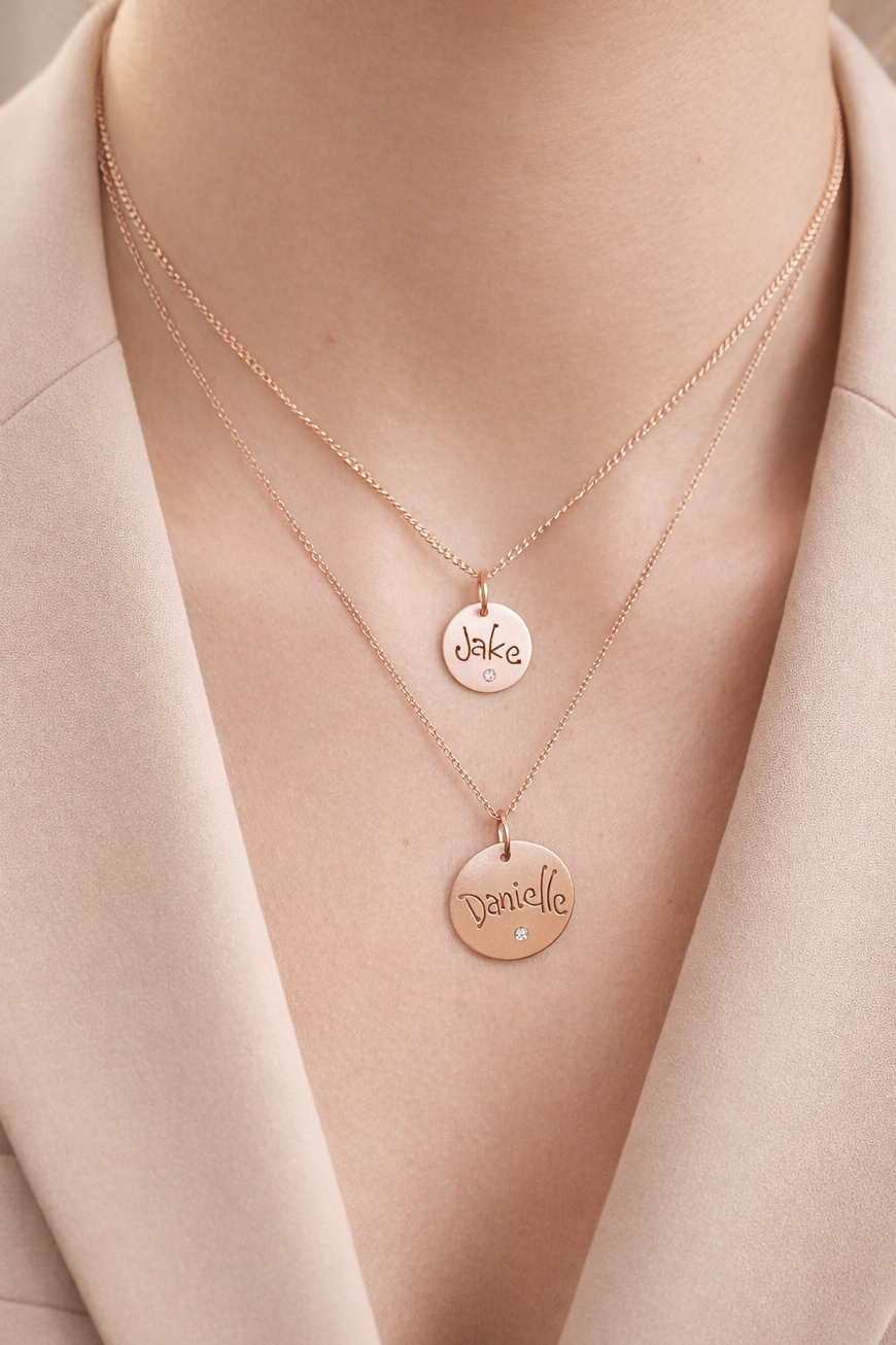 Rose Gold Carved Tag with Diamond