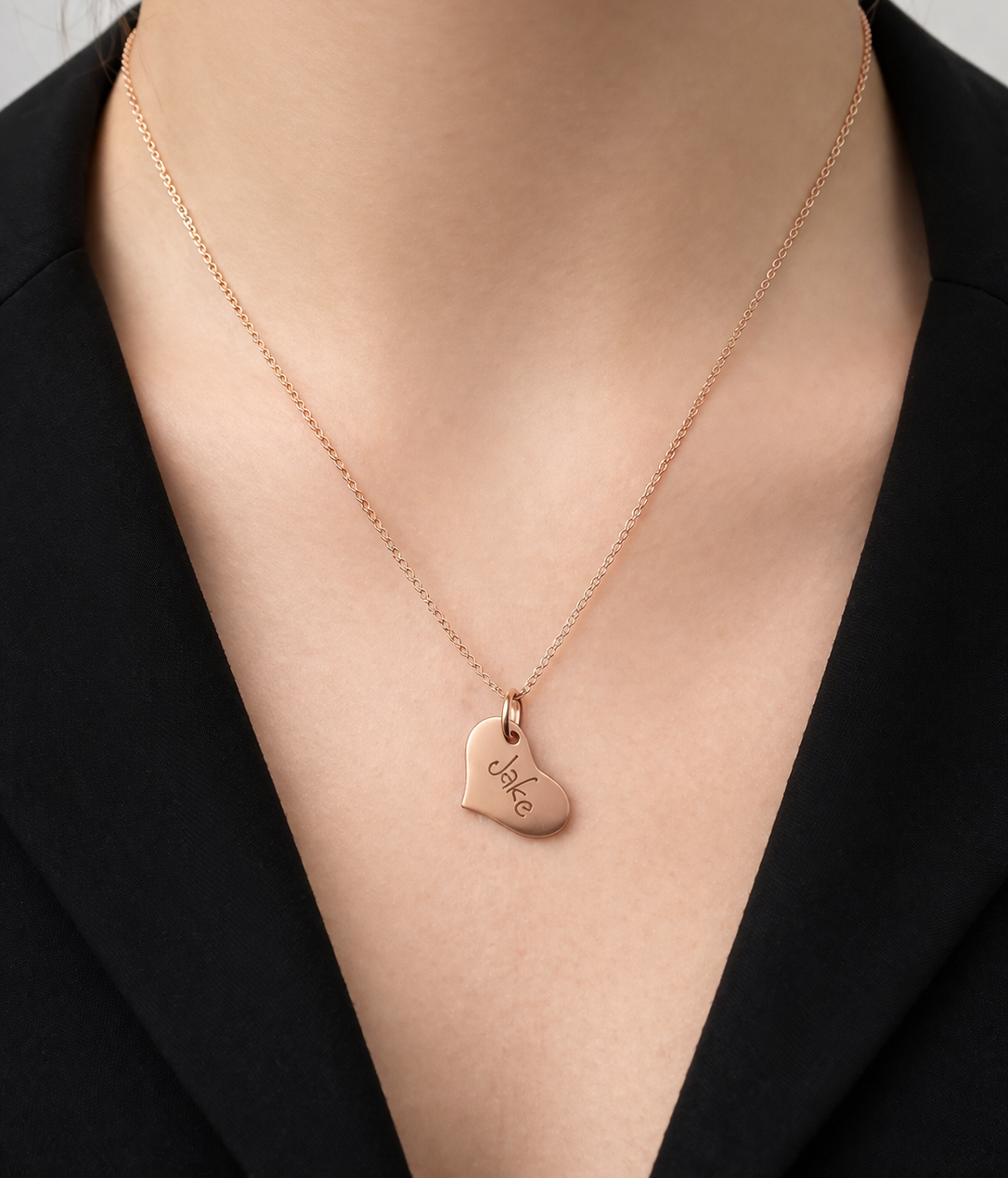 Rose Gold Heart Carved Tag