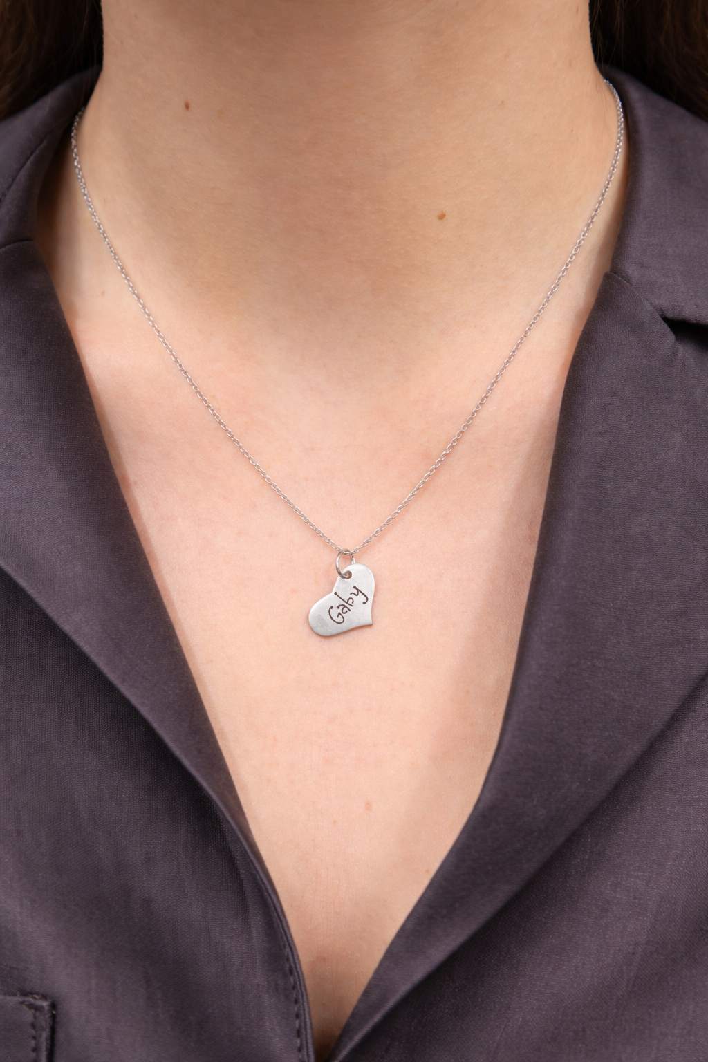 Sterling Silver Heart Carved Tag