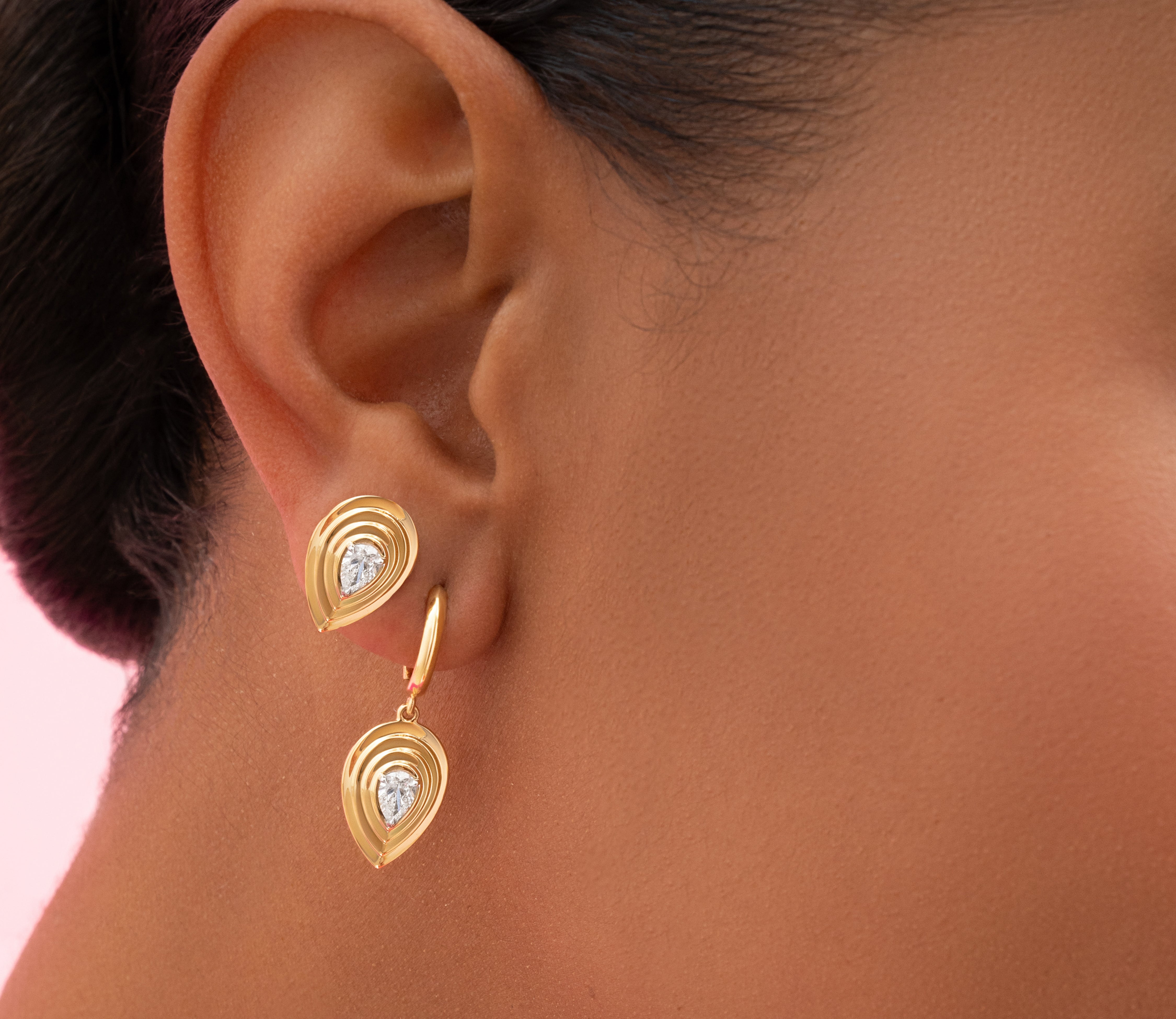 Pear Shape Diamond Layered Pear Studs