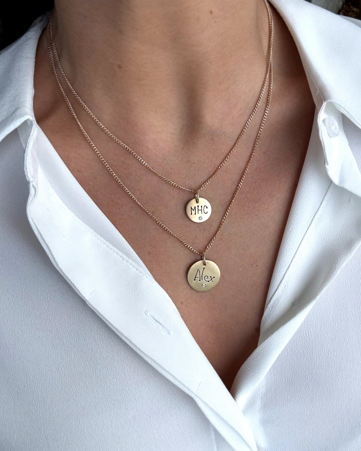 Yellow Gold Carved Tag with Diamond