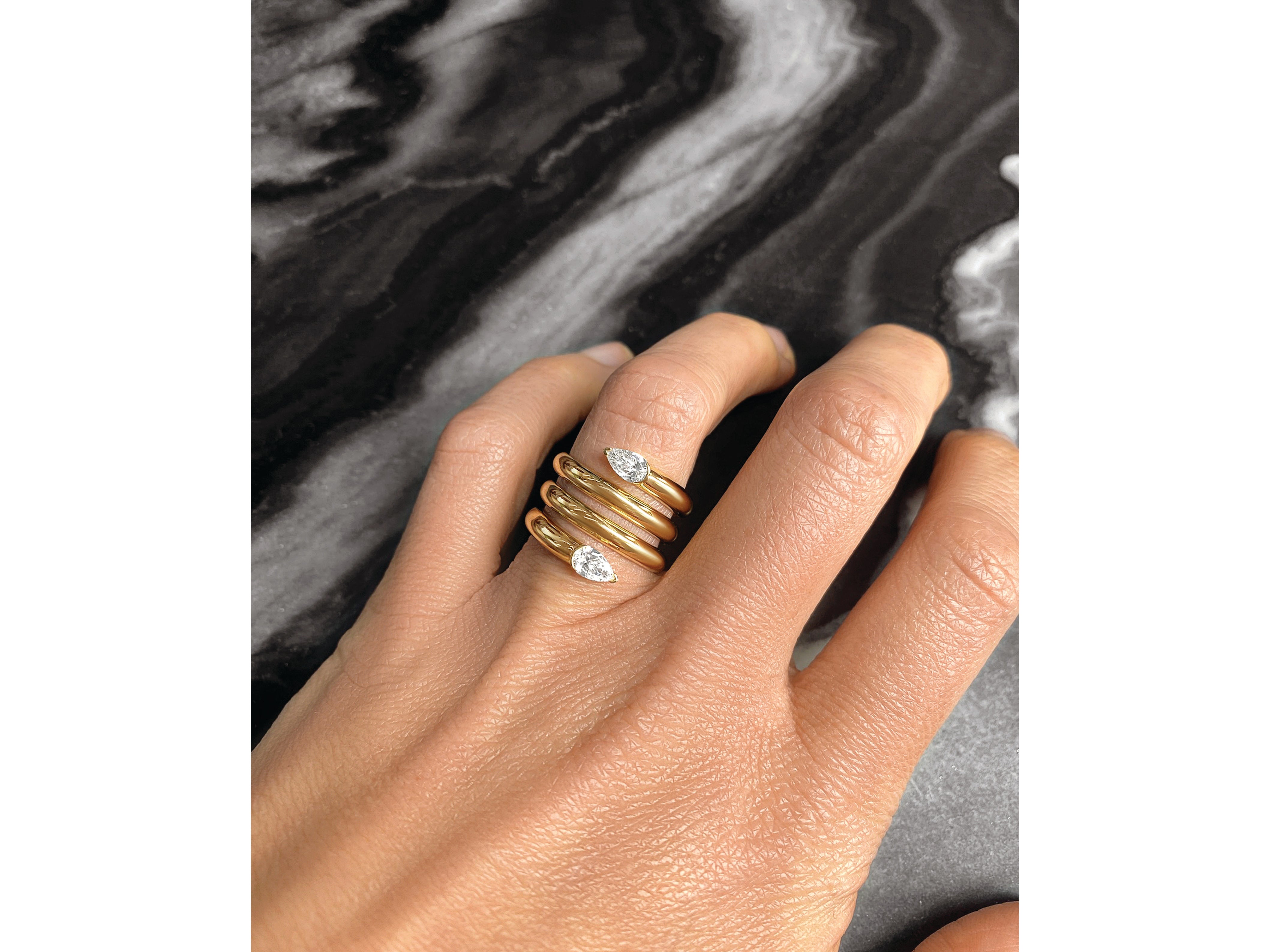 Double Headed Pear Wrap Ring