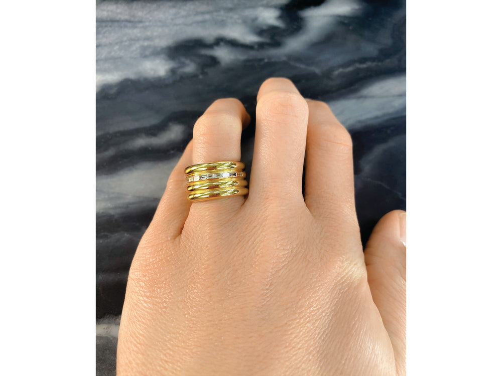 Link Baguette Four Layer Ring