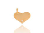 Yellow Gold Carved Heart Tag with Diamond