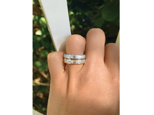 3.91 TCW E-W 1/2 Bezel Cuddle Emerald Cut Eternity Band on hand