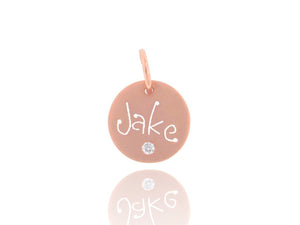 
                
                    Load image into Gallery viewer, Rose Gold Carved Tag with Diamond
                
            