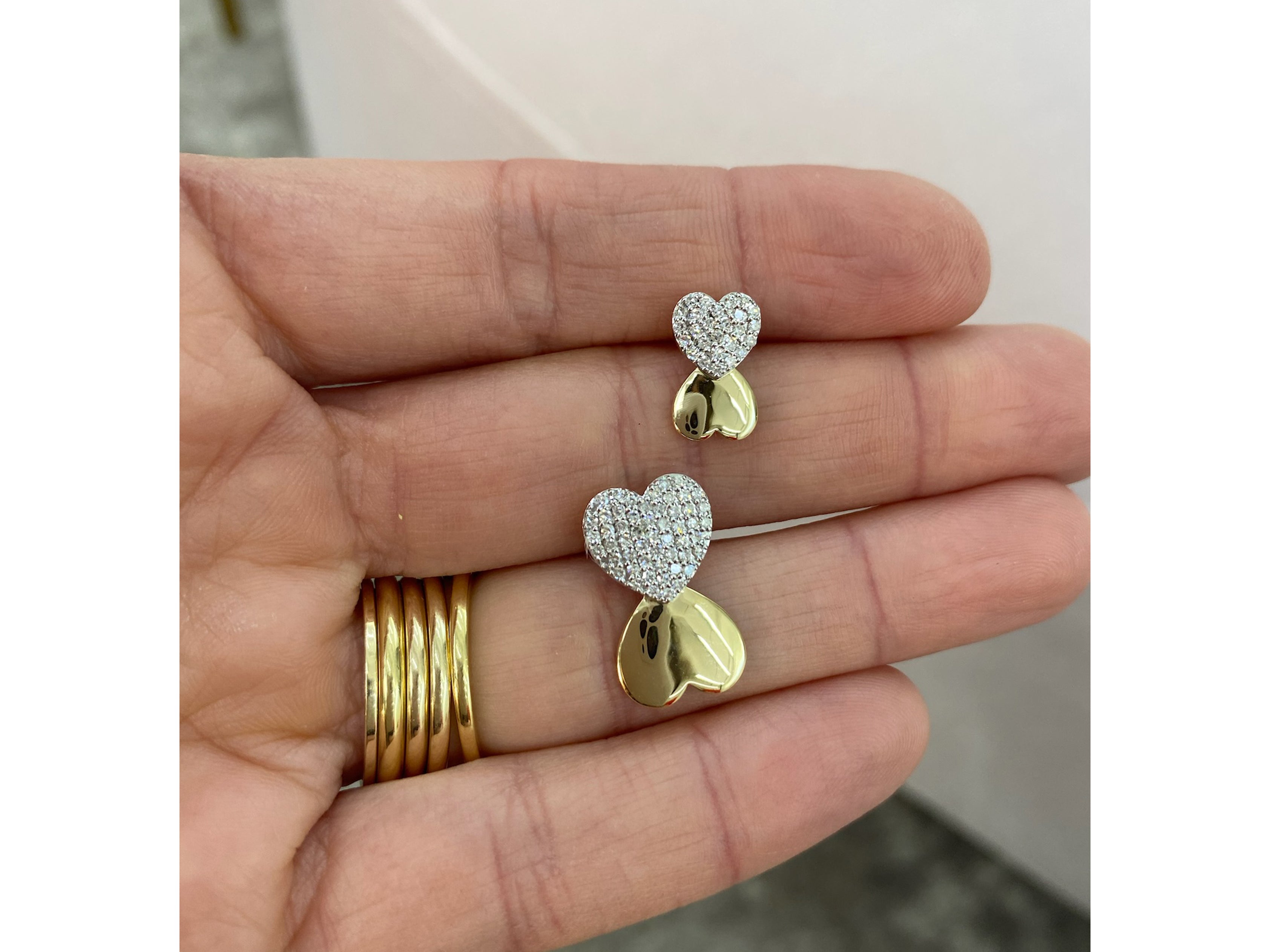 Double Heart Stud Earrings