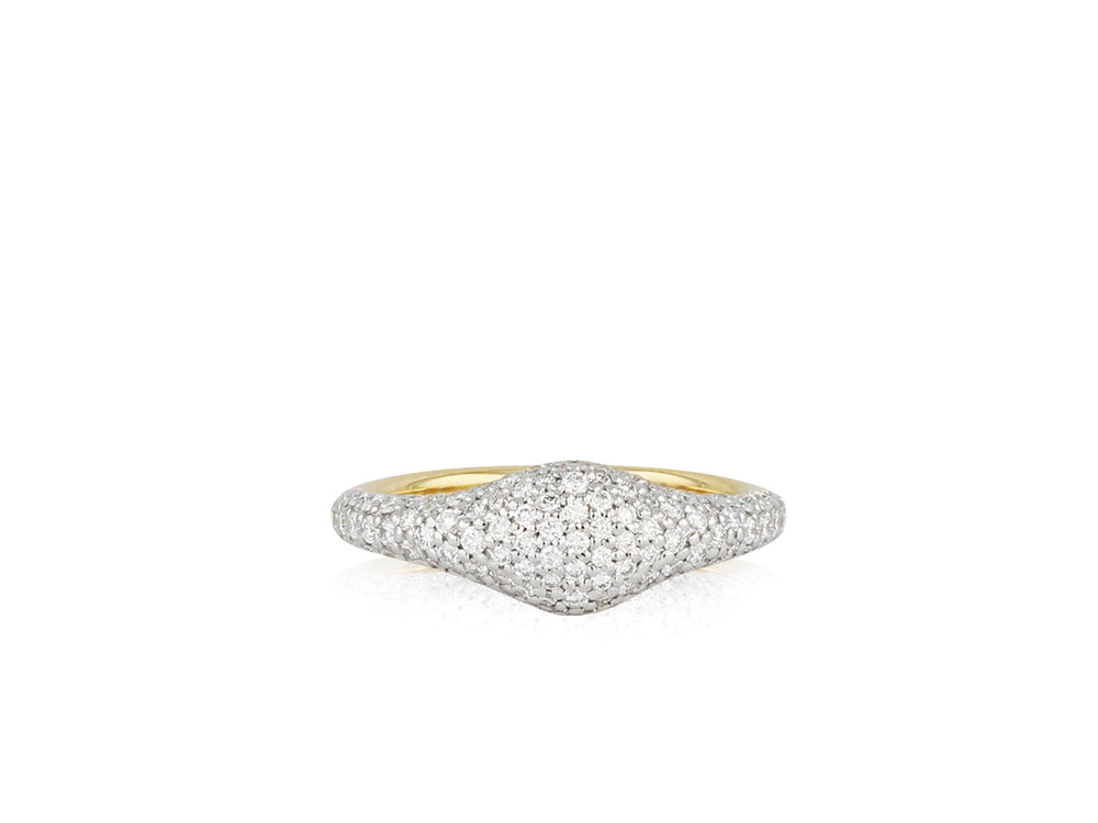 14K Gold Pavé Diamond Initial Square Signet Ring – Nana Bijou