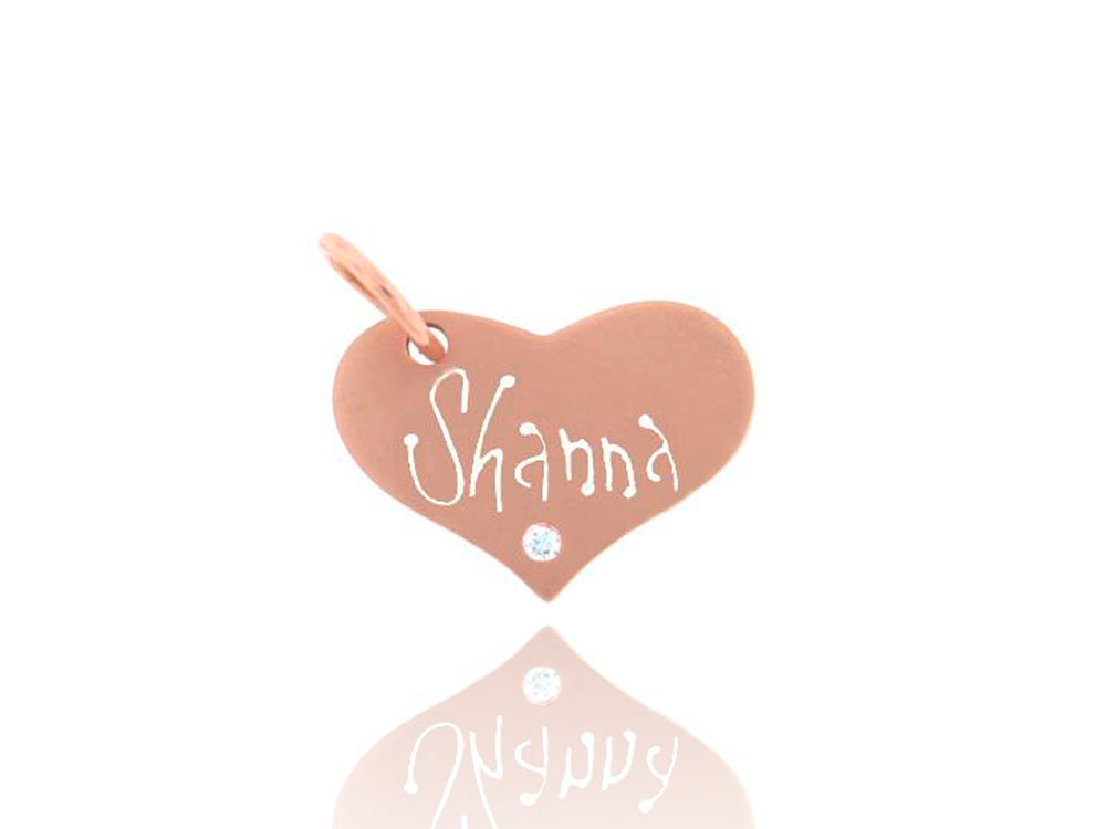 
                
                    Load image into Gallery viewer, Rose Gold Heart Carved Tag with Diamond
                
            