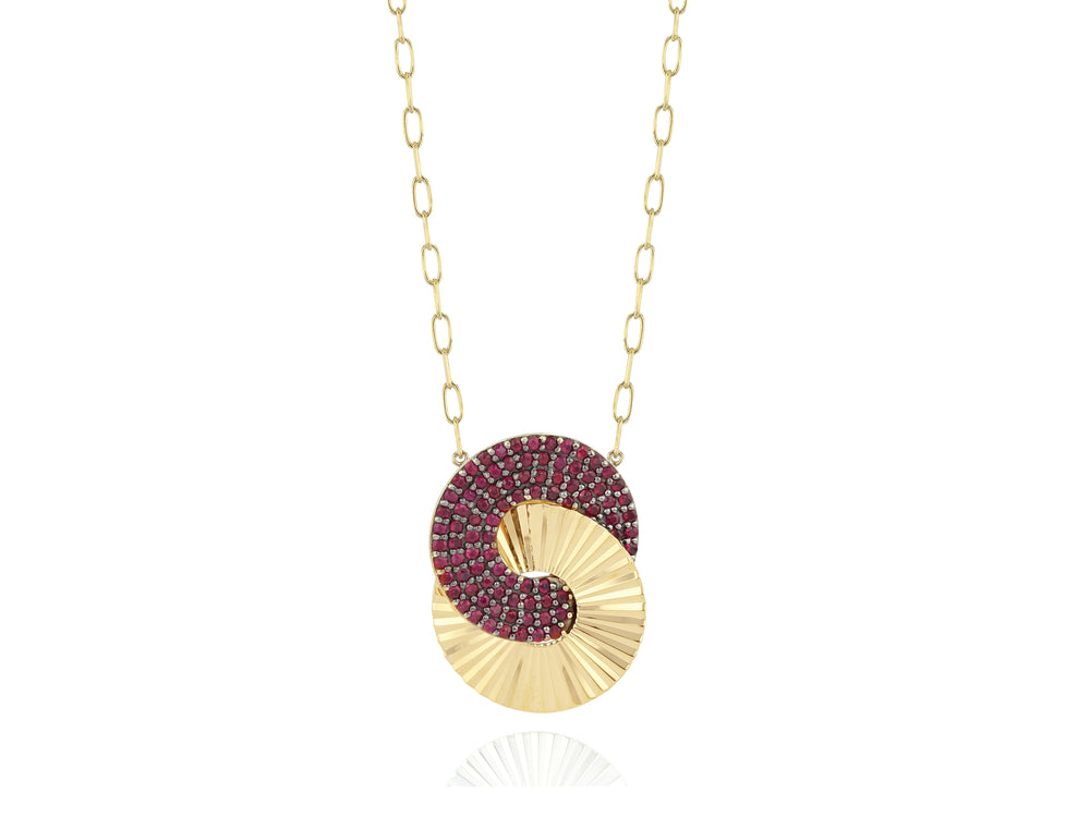 
                
                    Load image into Gallery viewer, Ruby Large Aura Interlocking Necklace
                
            