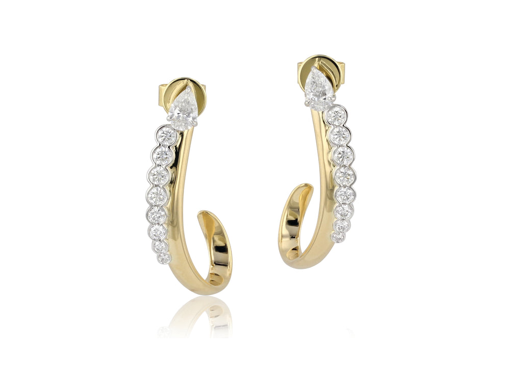
                
                    Load image into Gallery viewer, Pear and Round Diamond Hoop Earrings
                
            
