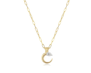 
                
                    Load image into Gallery viewer, Pear Diamond Mini Crescent Necklace
                
            