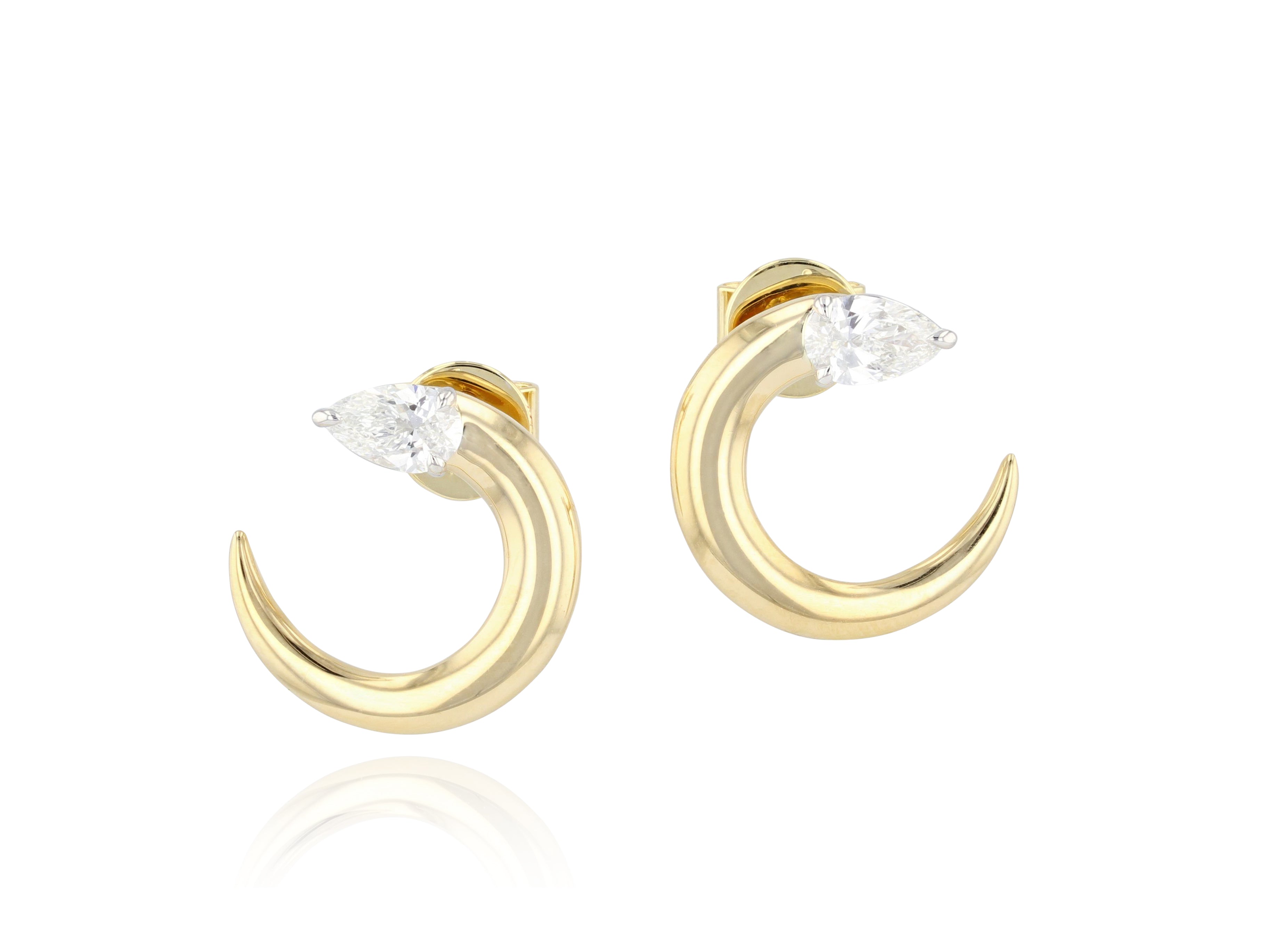 Pear Diamond Crescent Fan Earrings