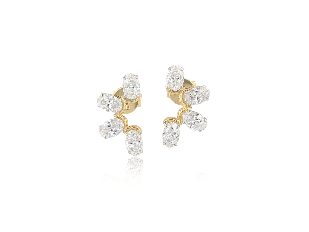Oval Diamond Half Flower Stud Earrings – Phillips House