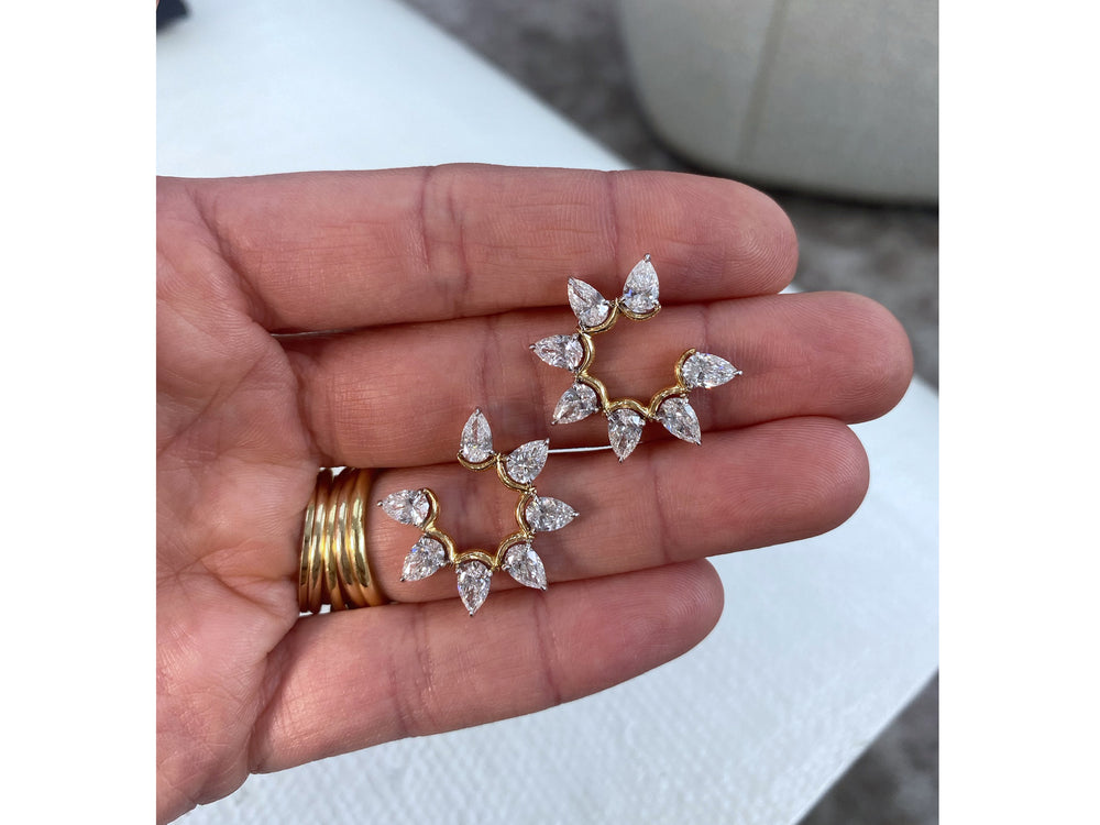 Pear Diamond Fan Earrings