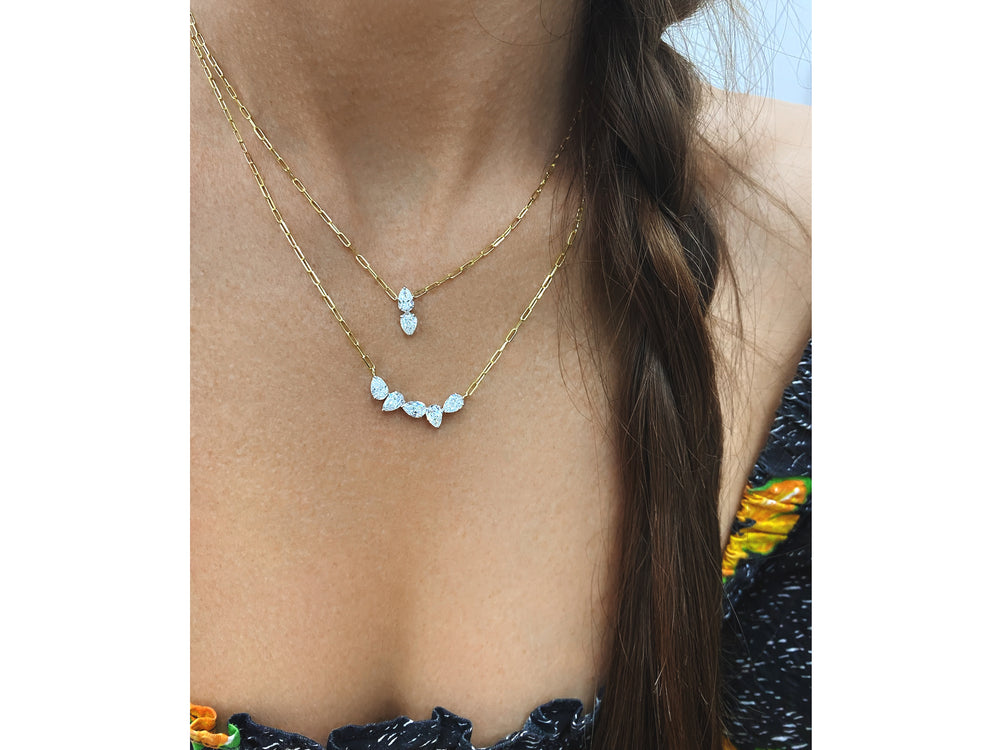 
                
                    Load image into Gallery viewer, Two Pear Diamond Necklace
                
            