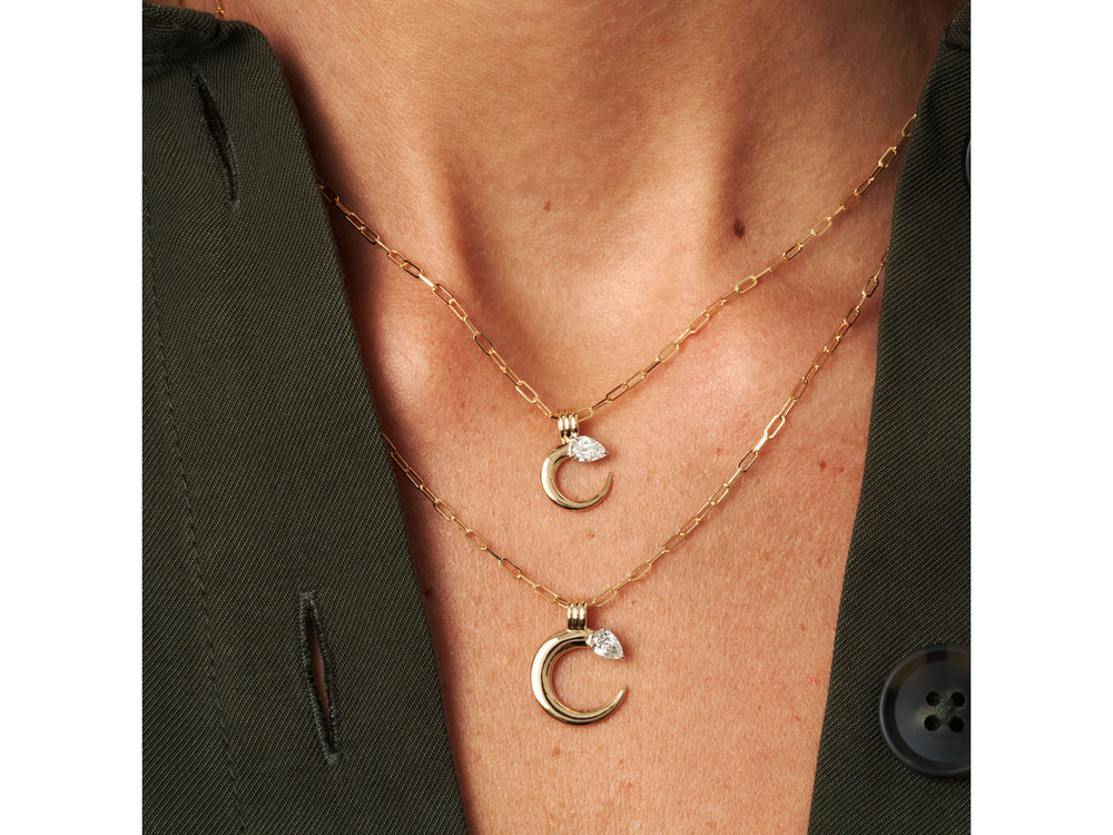 Pear Diamond Crescent Necklace
